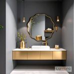 Lumora Mirror Design Envara Modern Gold Boyalı Mdf Çerçeveli Dekoratif Ayna - Altın - 70 x 70