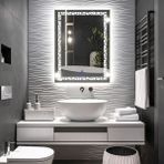 Lumora Mirror Design Gleamira Vertical Beyaz Led'li Lazer Kumlamalı Lavabo & Banyo Aynası (Dokunmatik Sensörlü) - Beyaz Ledli - 80 x 60