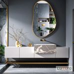 Lumora Mirror Design Nelyos Gold Boyalı Mdf Çerçeveli Dekoratif Ayna - Altın - 70 x 45