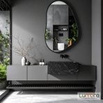 Lumora Mirror Design Nelyos Siyah Boyalı Mdf Çerçeveli Dekoratif Ayna - 100 x 65
