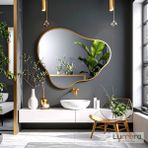 Lumora Mirror Design Nira Modern Gold Boyalı Mdf Çerçeveli Dekoratif Ayna - Altın - 98 ⨯ 80