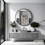Lumora Mirror Design Swirl Modern Antrasit Boyalı Mdf Çerçeveli Dekoratif Ayna - Antrasit - Gri - 60 x 60