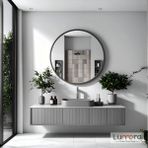 Lumora Mirror Design Swirl Modern Antrasit Boyalı Mdf Çerçeveli Dekoratif Ayna - Antrasit - Gri - 80 x 80