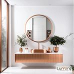 Lumora Mirror Design Swirl Modern Bronz Boyalı Mdf Çerçeveli Dekoratif Ayna - 90 x 90