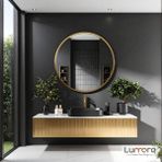 Lumora Mirror Design Swirl Modern Gold Boyalı Mdf Çerçeveli Dekoratif Ayna - Altın - 60 x 60