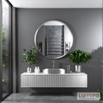 Lumora Mirror Design Swirl Modern Gümüş Boyalı Mdf Çerçeveli Dekoratif Ayna - 60 x 60
