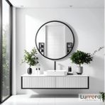 Lumora Mirror Design Swirl Modern Siyah Boyalı Mdf Çerçeveli Dekoratif Ayna - 90 x 90