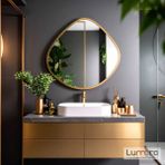 Lumora Mirror Design Zynor Gold Boyalı Mdf Çerçeveli Dekoratif Ayna - Altın - 80 x 80