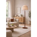 LUMORA VNR-LM60 Japandi Ahşap Lambader – Katmanlı Şapka, Modern & İskandinav Zemin Lambası