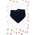 Lumos Trade Bebek %100 Pamuk Çift Katlı Siyah Beyaz Küçük Kalp Desenli Fular Mama Önlüğü - Salya Önlüğü