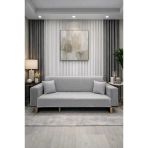 Lumpa Kırlent Kılıfı Hediyeli 170X210 Cm Pamuklu Koltuk Örtüsü Gri