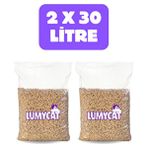 Lumycat %100 Doğal Çam Peleti Kedi Kumu 30 lt x 2 Toplam 60 Litre Çam Kokulu Kalın Taneli