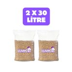 LUMYCAT %100 Doğal Çam Peleti Kedi Kumu 30ltx2 Toplam 60 Litre 2 Ayrı Çuval