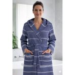 Luna %100 Pamuk Peştemal Bornoz Kapüşonlu Unisex- Lacivert - Lacivert - Beyaz - L - XL