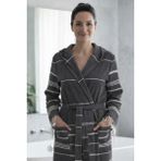 Luna %100 Pamuk Peştemal Bornoz Kapüşonlu Unisex- Siyah - Siyah - Beyaz - S - M