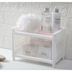 Luna 2 Katlı Çok Amaçlı Makyaj ve Kozmetik Organizer Raf | Plastik Düzenleyici Stand - Beyaz