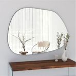 Luna Asimetrik Model Çerçevesiz Ayna Duvar Aynası Konsol Aynası GÜMÜŞ