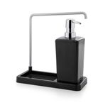 Luna Askılı Mutfak Sıvı Sabunluk, Siyah, Plastik ve Alüminyum, 420 ml, Kaymaz Tabanlı, 21x9,5x20 cm