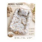 Luna Baby & Kids Ayıcık Desenli Bebek Yuvası Babynest %100 Pamuk Yıkanabilir Baby Nest