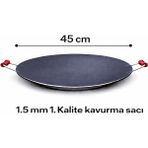 Luna Çeyiz Hediyelik 45 cm Kavurma Sacı – Geleneksel Et Sacı-Ahşap Kulplu Kara Sac Tava – 1.5 mm Kalınlık – Ocak, Mangal ve Kamp Uyumlu - Siyah - 35 CM - 40 CM - 45 CM - 50 CM