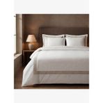 Luna Çift Kişilik Nevresim Takımı %100 Organik Pamuk Saten Keten Çerçeveli Krem 200x220 Cm