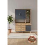 Luna Dolap: 8 Raflı, 5 Çekmeceli, 3 Kapaklı 132X44X195 Çam-Antrasit Depolama Çözümü - Atlas Çam