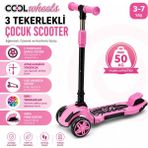 Luna Elite 3 Tekerlekli Katlanabilir Çocuk Scooter 3-7 Yaş İçin Pembe Güvenli Denge Sistemi