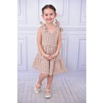 LUNA FSH EKOSE DESENLİ KABARTMALI KIZ ÇOCUK ELBİSE