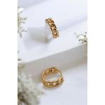 Luna Jewelry Kadın 316 L Çelik Minimal Gold Zincir Geçişli Halka Model Küpe