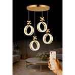 Luna Lighting Athena Model 4 lü Gold Kaplama 3 RENK Kumandalı Salon Mutfak Oturma Yatak Odası Modern Led Avize