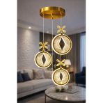 Luna Lighting Dark Model 3 Lü Gold Kaplama Metal Salon Mutfak Oturma Yatak Odası Modern Led Sarkıt Avize