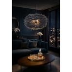 Luna Lighting Flora Model Gri Tüylü Kumaş Modern Estetik Tekli Sarkıt Avize