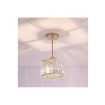 Luna Lighting Modern Luxury Hol Antre Sarı Kare Kristal Taşlı Avize