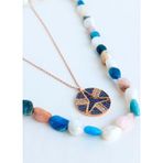Luna Luster 18 Ayar Altın Kaplama İkili Lotus Çiçek Tasarım Ay Taşı Apatit Doğal Taşlı Kadın Gold Gümüş Kolye