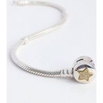 Luna Luster 18 Ayar Altın Kaplama Işıltılı Shine Yıldız O Klips Charm Taşıyıcı Kadın Gümüş Bileklik