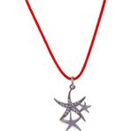 Luna Luster 925 Ayar Gümüş Kırmızı İp Deniz Yıldızı Tasarım Kadın Choker Kolye
