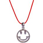 Luna Luster 925 Ayar Gümüş Kırmızı İp Gülen Yüz Tasarım Kadın Choker Kolye