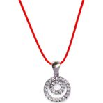 Luna Luster 925 Ayar Gümüş Kırmızı İp Işıltılı Hare Tasarım Kadın Choker Kolye