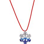 Luna Luster 925 Ayar Gümüş Kırmızı İp Mavi Işıltılı Kar Tanesi Tasarım Kadın Choker Kolye