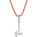 Luna Luster 925 Ayar Gümüş Kırmızı İp Viking Balta Tasarım Kadın Choker Kolye