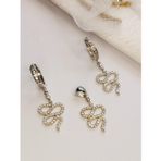 Luna Luster 925 Ayar Gümüş Yılan Figürlü Kolye Ucu Küpe Trend Kadın Set Ve Takım