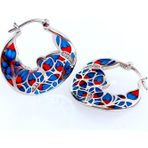 Luna Luster 925 Ayar Gümüş Zarif Mavi Yaprak Otantik Tasarım Oval Mineli Kadın Küpe Doğum Günü Hediye