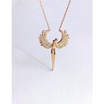 Luna Luster 925 Ayar Gümüş Zirkon Taşlı Gold Trend Tasarım Aşık Melekler Kadın Kolye Anneler Günü Hediye