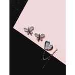Luna Luster 925 Ayar Gümüş Zirkon Taşlı Yusufcuk Tasarım Kelebek Kalp Figürlü Zincir Sallantılı Trend Kadın Küpe