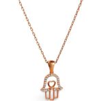 Luna Luster 925 Gümüş Gold Fatıma Hamsa Eli Tasarım Kadın Kolye