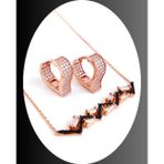 Luna Luster Gümüş Gold Baget Siyah Tasarım Kolye Kalp Küpe Trend Kadın Set Öğretmenler Günü Hediye