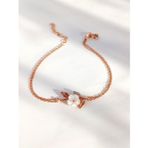 Luna Luster Gümüş Gold Beyaz Manolya Çiçeği Tasarım Kadın Bileklik B32 Sevgililer Günü Hediye