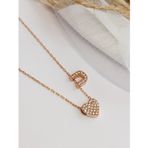 Luna Luster Gümüş Gold Kalp Tasarım Kadın U Harf Kadın Kolye Sevgililer Günü Hediye