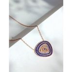 Luna Luster Gümüş Gold Mavi Nazar Boncuk Üçgen Tasarım Kadın Kolye Anneler Günü Hediye A