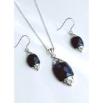 Luna Luster Gümüş Lapis Lazuli Taşlı Damla Tasarım Kolye Küpe Kadın Set Doğum Günü Hediye